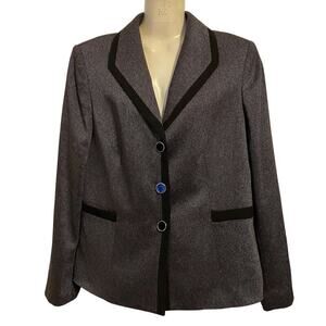 Evan Picone Suits blazer jacket womens Sz 10 Texture Gray Black Trim 3 Button